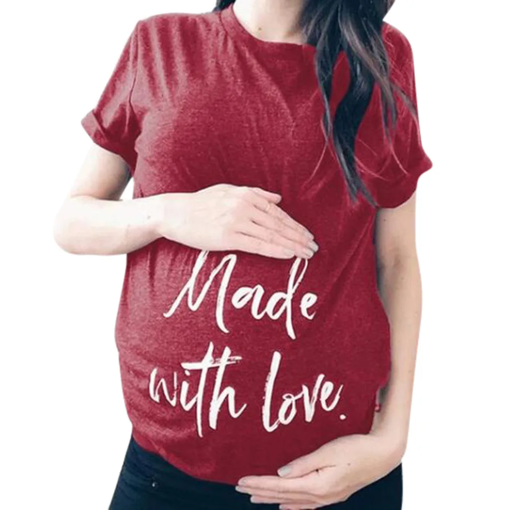 pregnancy tshirt Women Short Sleeve Pregnant Maternity Nursing Letter Print T-Shirt Tops ropa maternal6.33gg