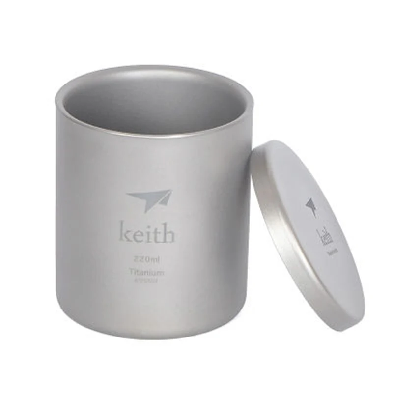 Keith 220 ml taza de titanio de doble pared con tapa de vidrio de agua no Básculas bacteriostático Vasos y copas Tazas camping senderismo ti3301 Keith 220 ml taza de titanio de doble pared con tapa de vidrio de agua no Básculas bacteriostático Vasos y copas Tazas camping senderismo ti3301