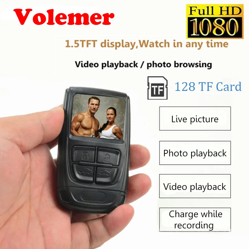 

Volemer 1080P Mini Camera With Screen Clock Display H.264 Sport DV Camera Motion Detection Video Recording Cam Support MAX 128G