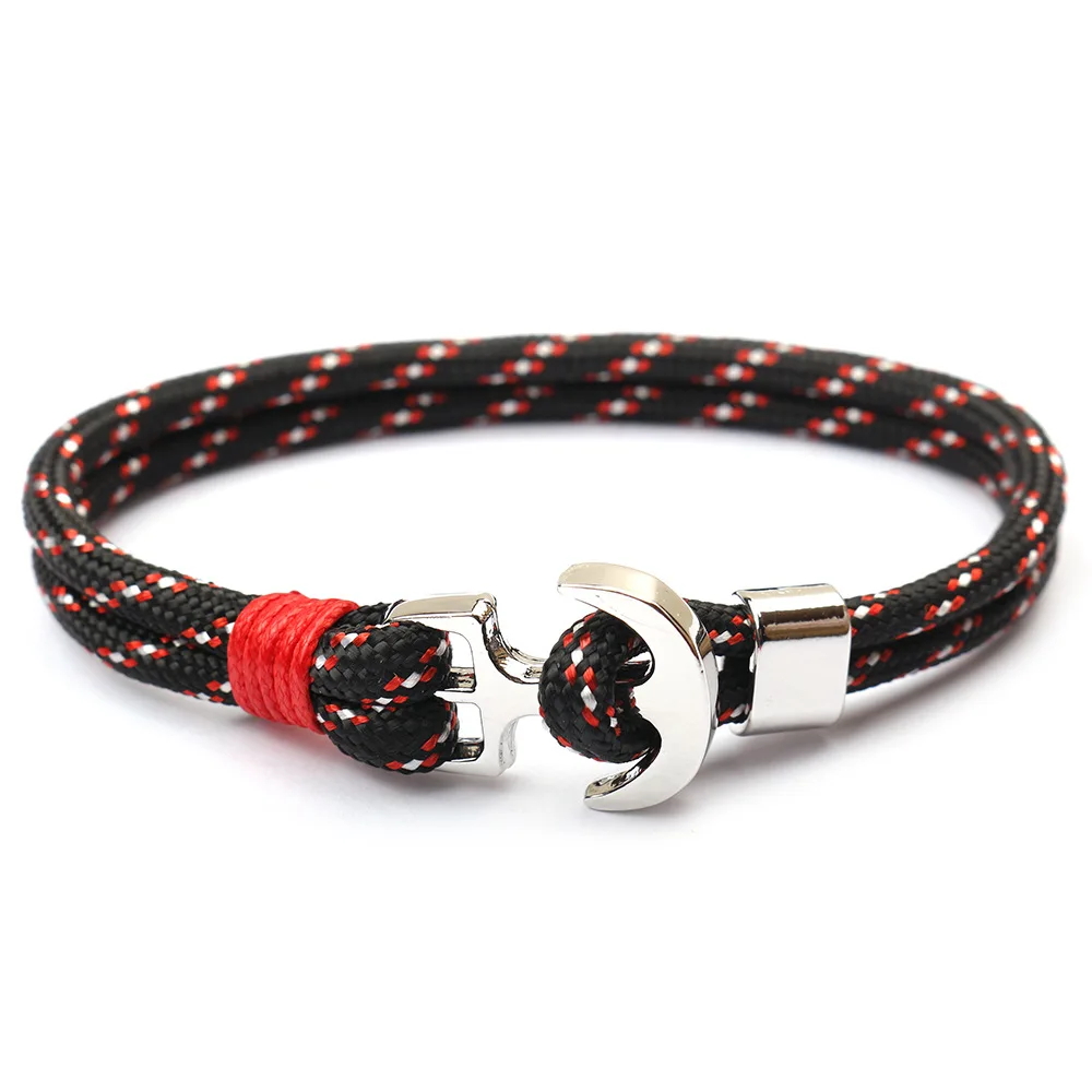 اليدوية والمجوهرات سبيكة مرساة سوار متعدد الطبقات حبل سلسلة Paracord سوار للنساء الرجال البحرية نمط هدية