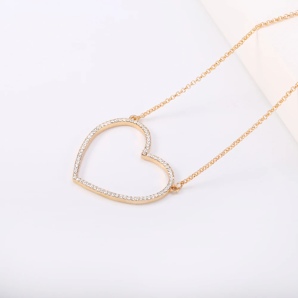Новая мода сердце Кристалл розовое золото цвет любовь кулон ожерелье сделано с чешским кристаллом для жены подарок лучший