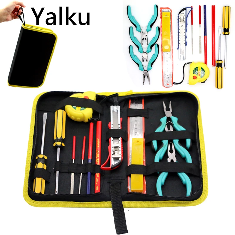 

Yalku Repair Tool Combination Package Screwdriver Set Hand Tools Kit Woodworking Pencil Utility Knife File Plier Hand Tool Set