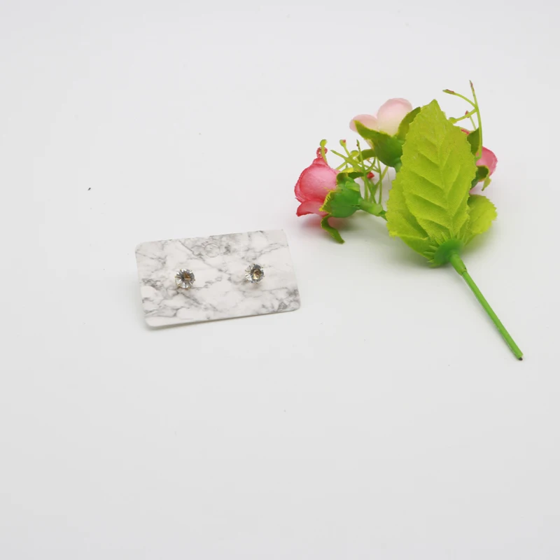 

White with Marble Jewelry Earring Display Paper Cards 3x5cm 50pcs/lot Rectangle Ear Studs Earring Packaging Cards & Labels