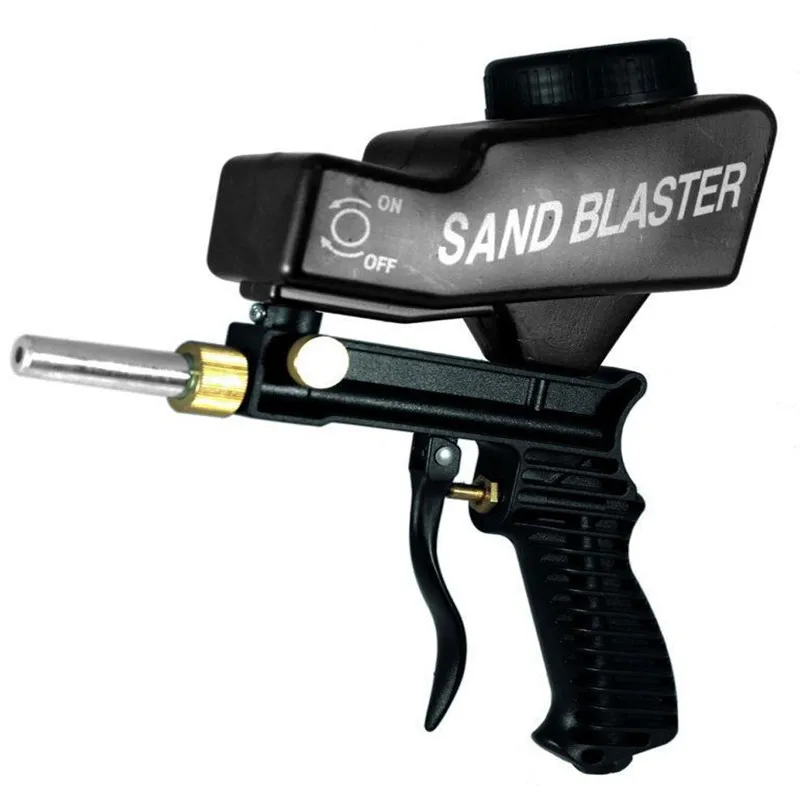 

Gravity Feed Portable Pneumatic Abrasive Sand Blaster Gun with Spare Blaster Tip Hand Held Sandblasting Gun Black Color