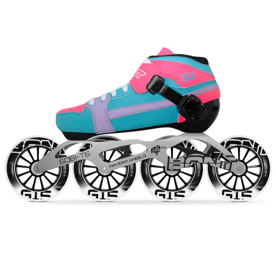 الأصلي بونت السعي 4*90/100/110 مللي متر G15 المهنية سرعة حذاء تزلج بعجلات Heatmoldable الكربون الألياف سباق Patines طفل الرجال الكبار