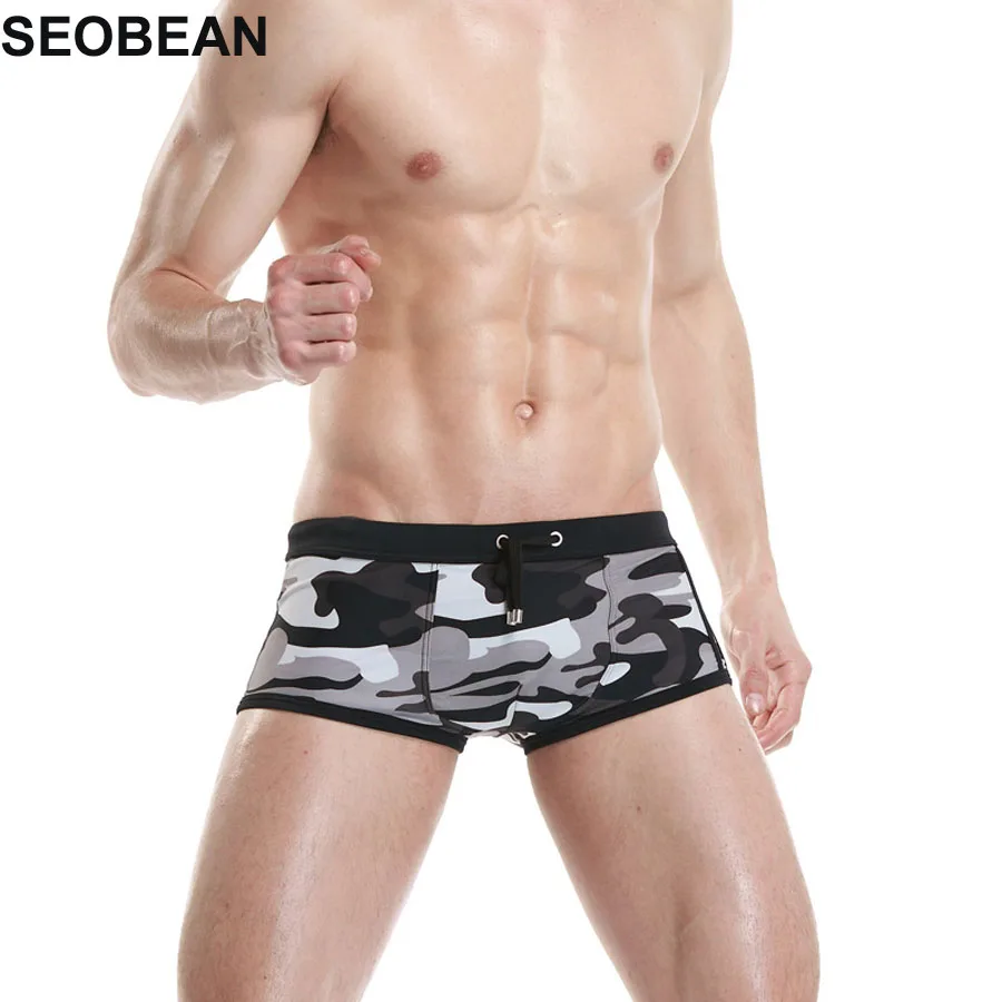 

SEOBEAN Swimwear Men Camouflage Men's Swimsuits Swim Trunks Boxer Briefs Sunga Suits Man Maillot De Bain Male Beach Short 369