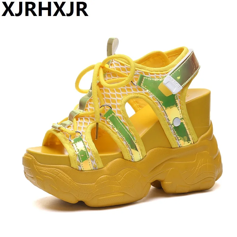 

New 2019 Summer Women Platform Sandals Comfortable High Heels Sandals Women Sneakers 11.5CM Wedges Thick Bottom Beach Slippers