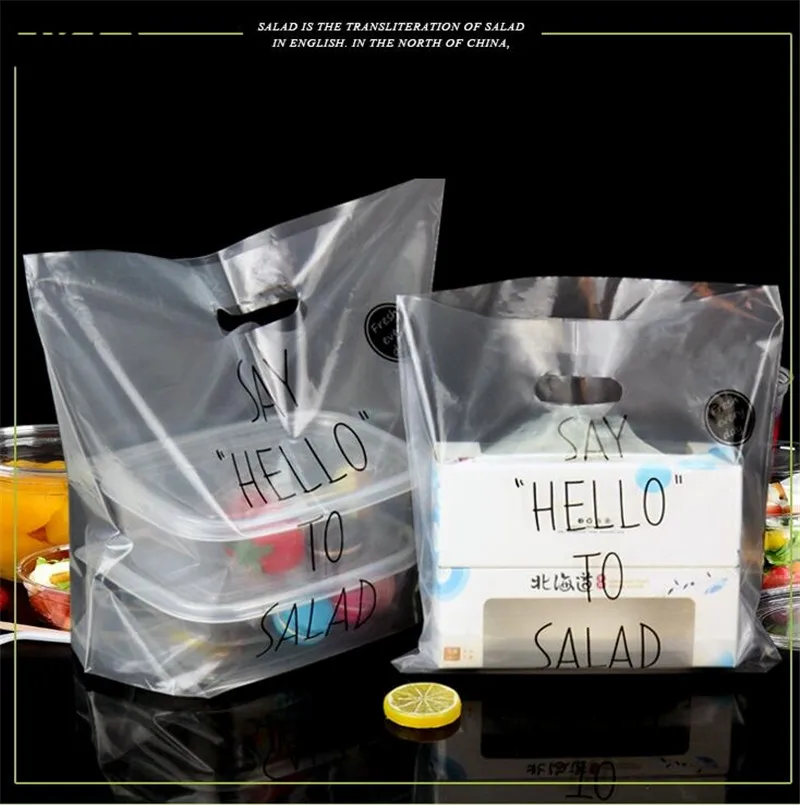 50Pcs Fast Food Box Plastic Gift Bag Favor Food Boutique Clear Gift