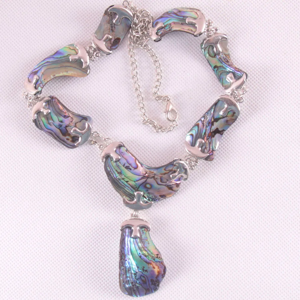 Online Natürliche Neuseeland Abalone Muschel zink legierung Perlen Halskette Freies Verschiffen E839