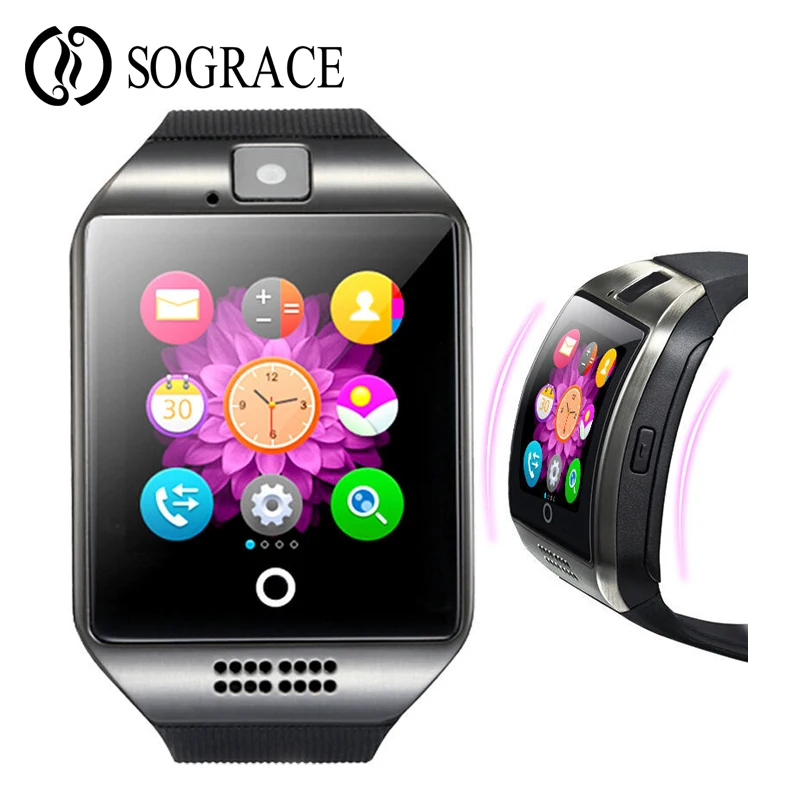 

Q18 Fashion Bluetooth Smart Watch With Touch Screen Big Battery Support TF SIM Card Camera Smart Clock For Android Phone PK GT08