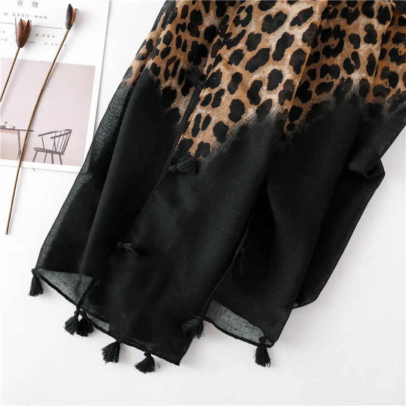 Осень Зима пикантные Ombre Leopard Dot вискоза шаль шарф для женщин высокое качество обёрточная бумага средства ухода за кожей Шеи снуд пашмины