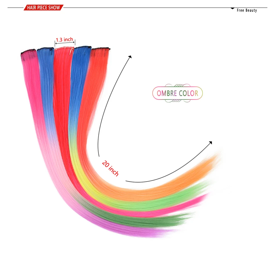 20 ''синтетические Омбре цвет волос клип в один кусок для девочек и детей длинные прямые несколько шиньонов термостойкие волокна