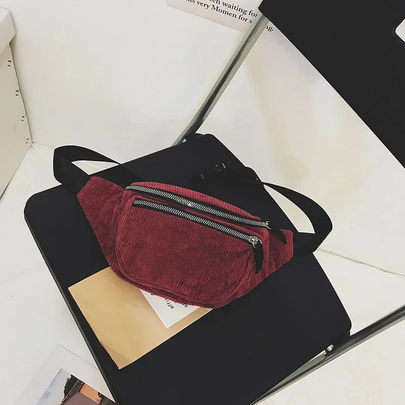 Холщовая поясная сумка унисекс на молнии, нагрудная сумка, уличная спортивная поясная сумка для девочек и мальчиков, поясная сумка, модная поясная сумка для телефона ZF10018 - Цвет: Red