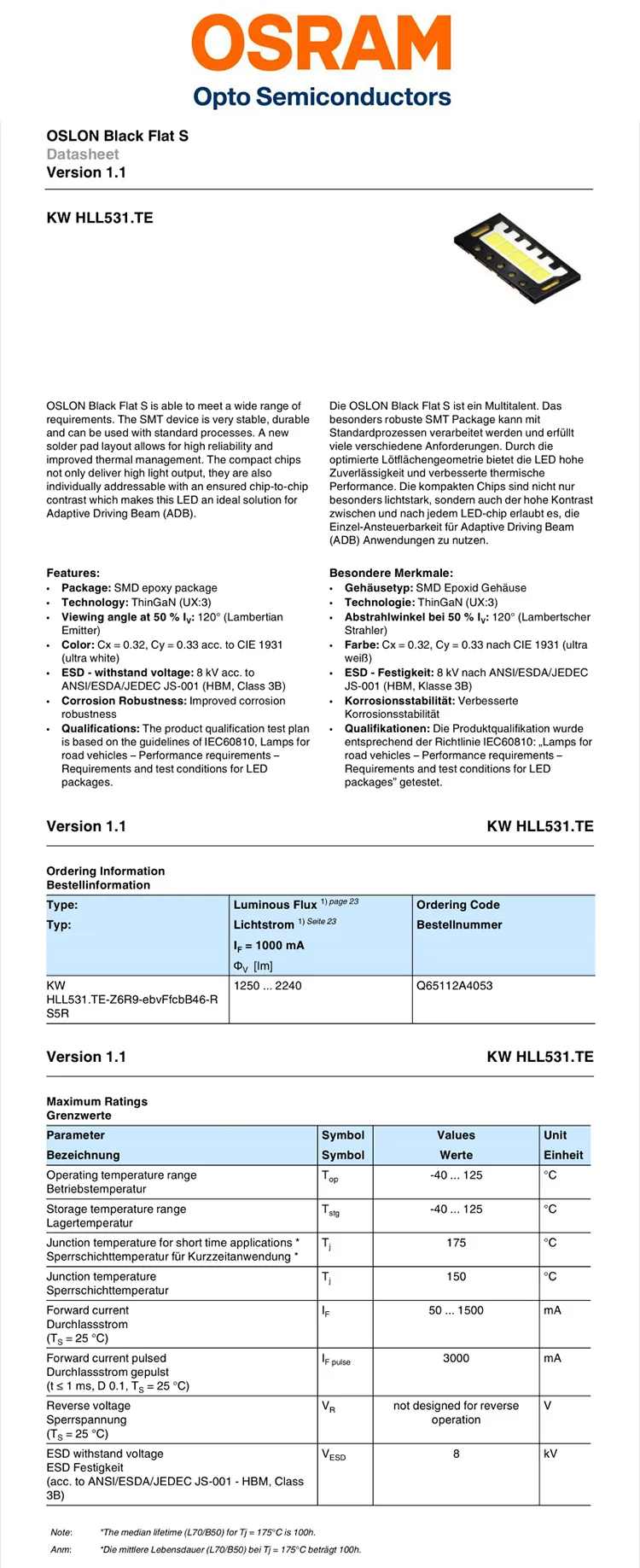 5 шт. OSRAM HLL531 27 Вт высокомощный светодиодный ламповый бисер 6000 К холодный белый свет Автомобильная фара лампа-излучатель Автомобильный