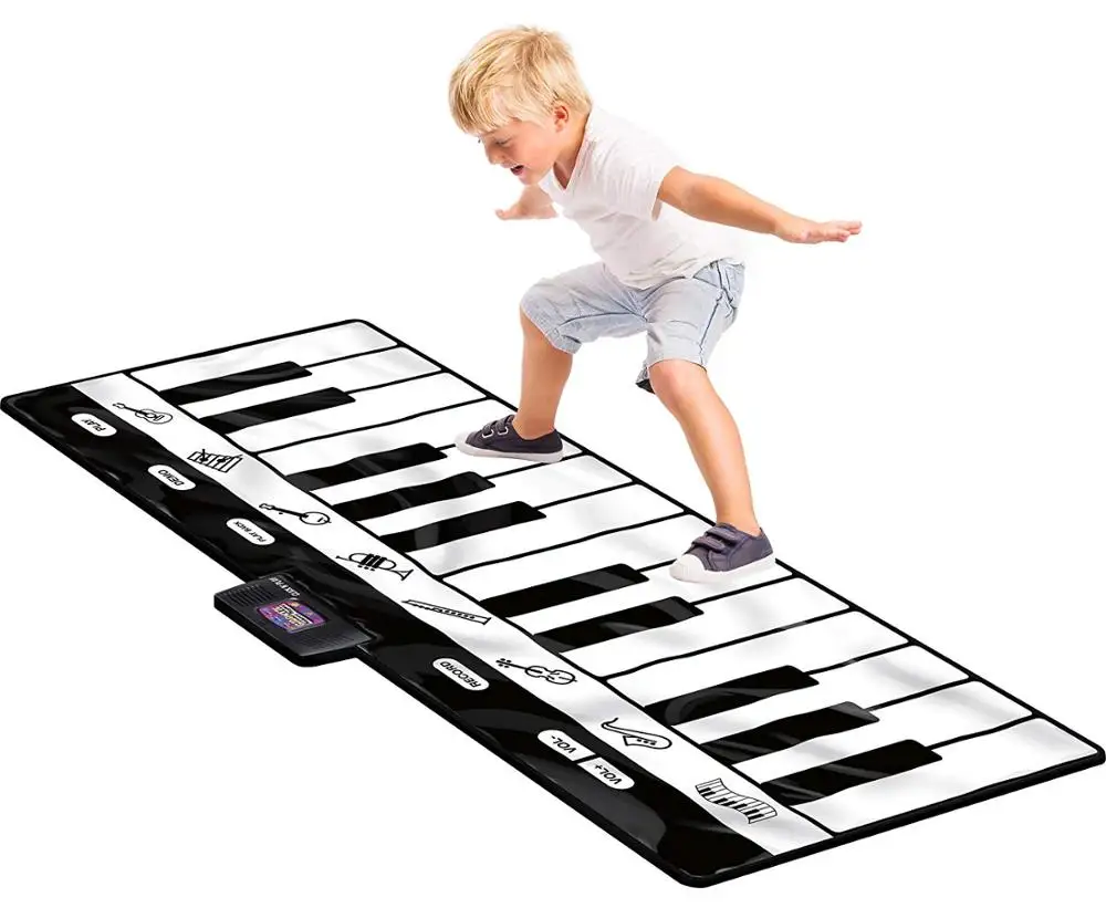 Гигантская клавиатура Игровой коврик, 24 клавиши коврик для пианино, 8 выбираемых музыкальных инструментов+ воспроизведение-запись-Воспроизведение-демонстрационный режим