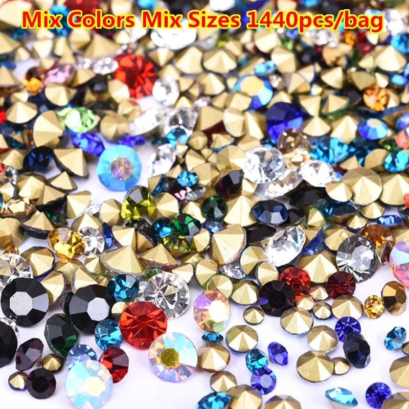 

ss2 - ss30 Mix Color Mix Size Pointed Back Crystal Rhinestones Glass Pointback Shape Crystal for Nails Stone Shoes Clothes