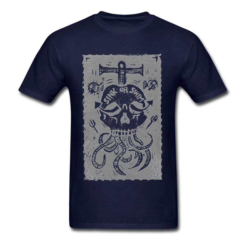 2018 Hot Sale Sink Or Swim Casual T Shirt Crew Neck All Cotton Male Tops Shirt Short Sleeve Summer Fall Casual Tee-Shirt Sink Or Swim navy