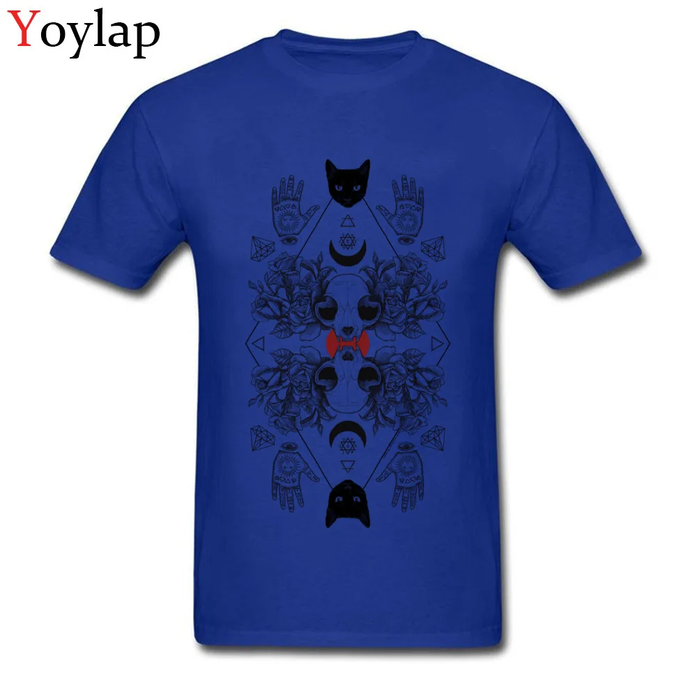 Prevailing Printing Tops T Shirt O Neck Fall Pure Cotton Short Sleeve T-Shirt for Men Symmetric Alchemy Printed On Tee-Shirt blue