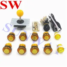 DIY аркадный комплект для аркадная Sanwa стиль joystck и светодиодная Кнопка Интерфейс USB 1 плеер MAME интерфейс USB к JAMMA