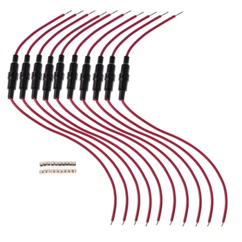 

10x 5x20 AGC Fuse 18 AWG Holder Inline Screw Type with Glass Fast Blow Fuse