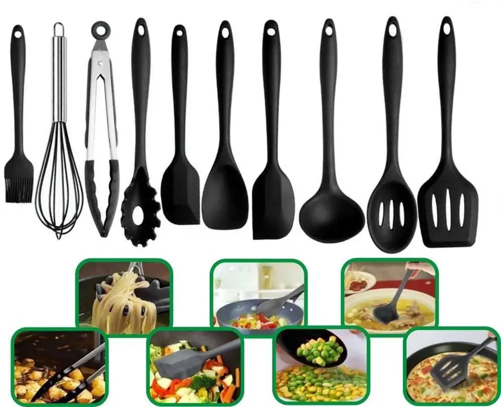 

10 Pcs/Set Silicone Kitchen Utensils Set Heat Resistant Non-Stick Cooking Utensil Set Silicone Kitchen Tools Set