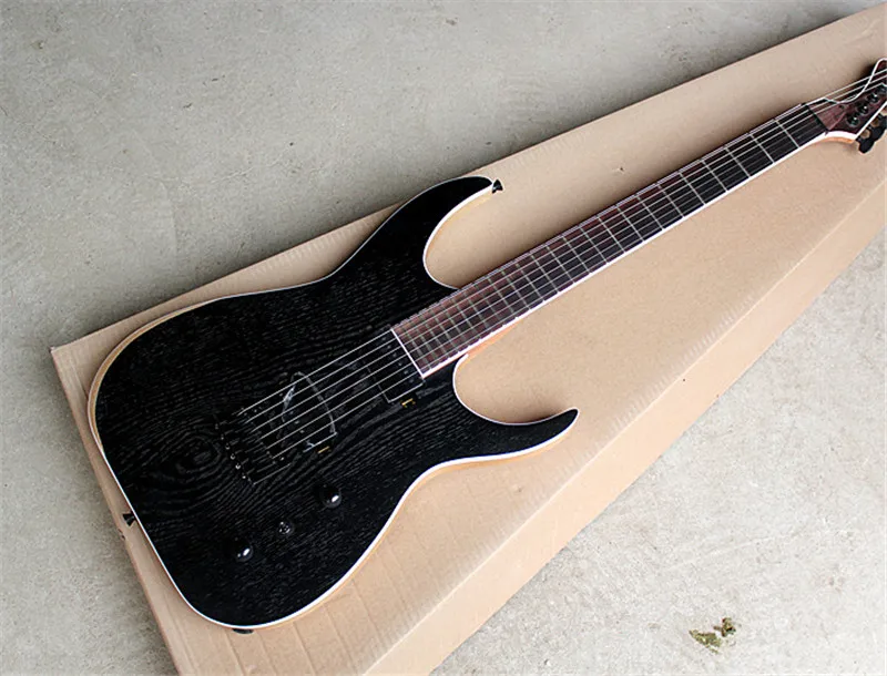 

Special Black 7-Strings Electric Guitar with ASH Body,HH Pickups,White Binding,Black Hardwares,24 Frets,can be customizable.