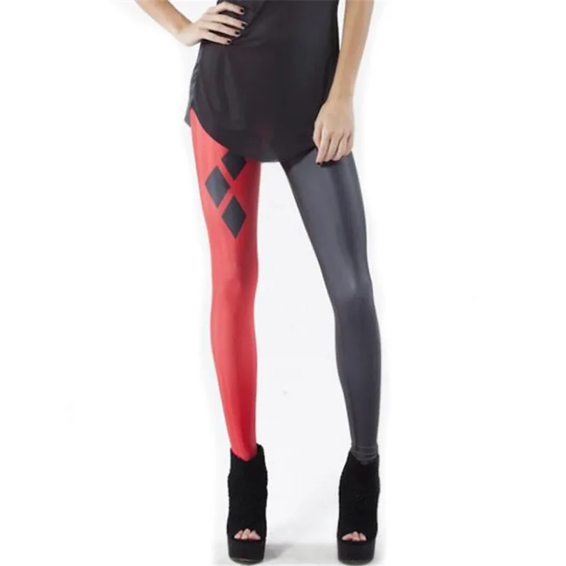

CUHAKCI 3D Digital Print Leggins Adult Women Leggings Patchwork Female Plus Size Legging Black Red Splice Elastic Legging K135
