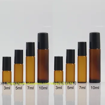 

wholesale 3ml 5ml 7ml 10ml brown amber glass bottle glass/steel roller,roll-on/essential oil/perfume/deodorant bottle