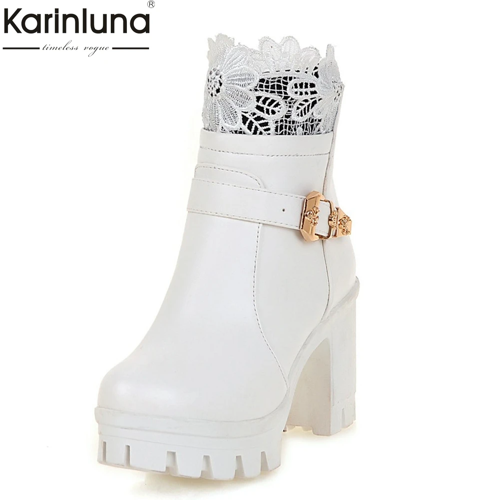 

On sale dropship big Size 33-43 platform Zipper high heeled woman winter Boots Women Shoes chunky Heels Ankle Boots