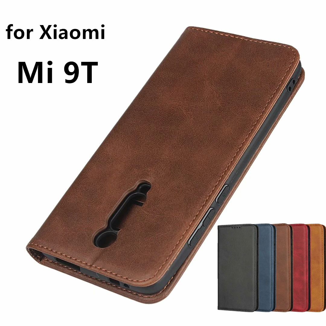 Кожаный чехол для Xiaomi Mi 9T Mi9T откидной с держателем карт кобура Магнитный