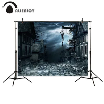 

Allenjoy Halloween horrible backdrop hanging Body Scary Bone House Dark photo background vinyl backdrops for photography