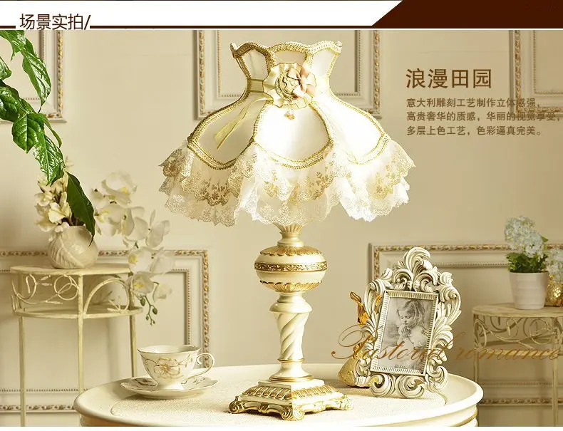 Table Lamps For Living Room Decor Princess Lamp Bedroom Living Marriage Decoration Girl Bedside Light Foyer Girl Wedding Fabric