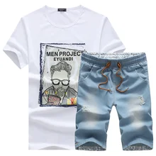 Новинка, мужские короткие джинсы, мужские Модные шорты с эластичной резинкой, мужская летняя одежда, модный бренд, мужские короткие штаны, набор, большой размер 5XL