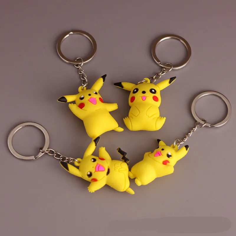 Random One Piece Pokemon Go Figures Pvc Cute Keychains