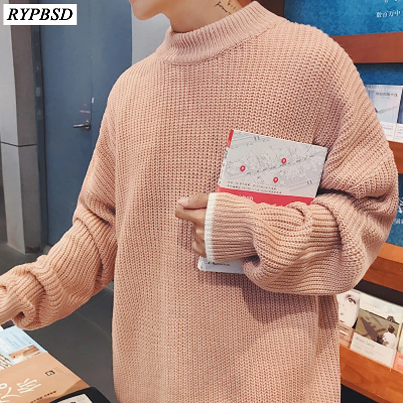 Korean Fashion Oversize Knitted Sweater O Neck Autumn Winter Pullover