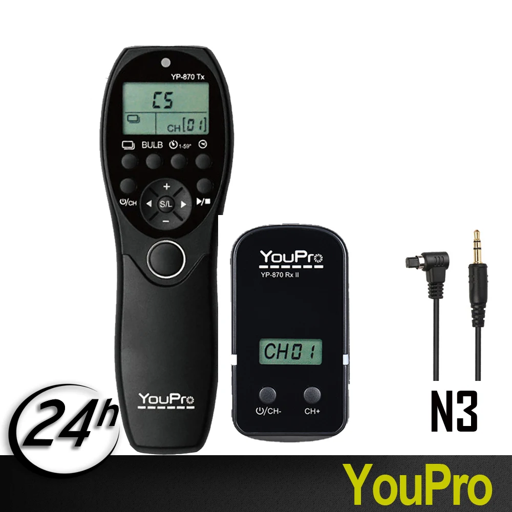 

YouPro YP-870 II N3 Wireless Shutter Timer Remote for Canon 7D 7DII 6D 50D 5DS 5DIII EOS-1V 1Ds MarkIII 30D 1DS DSLR Camera