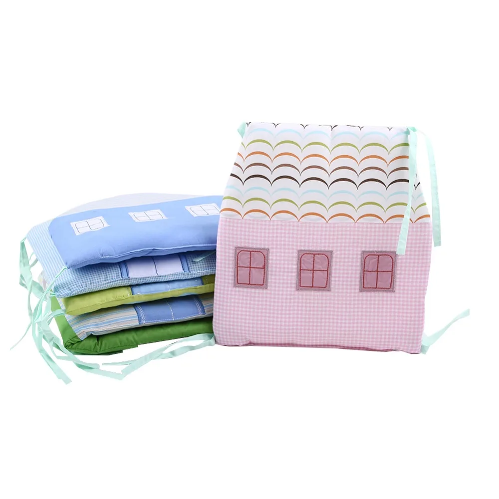 Lovely Infant Crib Bumper Bed Protector Baby Kids Cotton Cot Nursery Bedding House Bumper For Boy And Girl