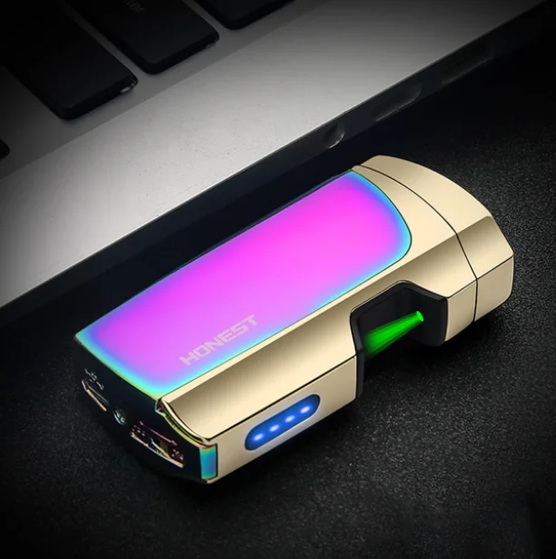 Новейшая USB Зажигалка двойная дуга плазменная Зажигалка Лазерная сенсорная Индукционная ветрозащитная анти-капля Lgnition сигарета гаджет для мужчин