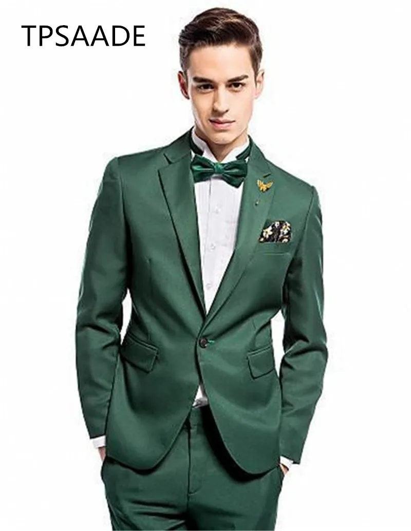 2019-New-Dark-Green-Satin-Groom-Tuxedos-2-Piece-Slim-Fit-Mens-Wedding-Prom-Homecoming-Suits