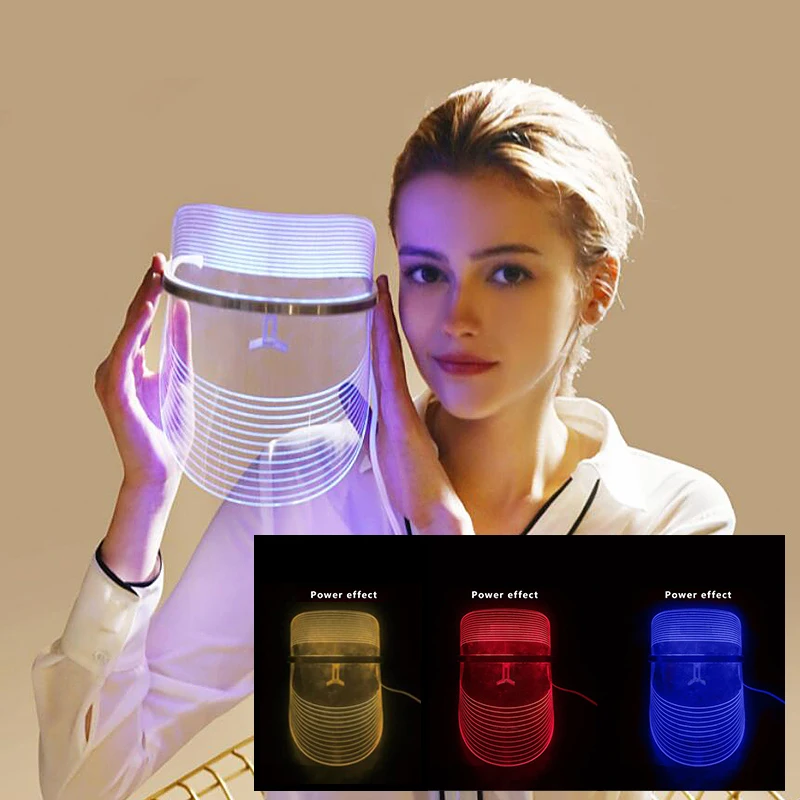3 color Light LED Facial Mask USB Phototherapy Skin Tightening