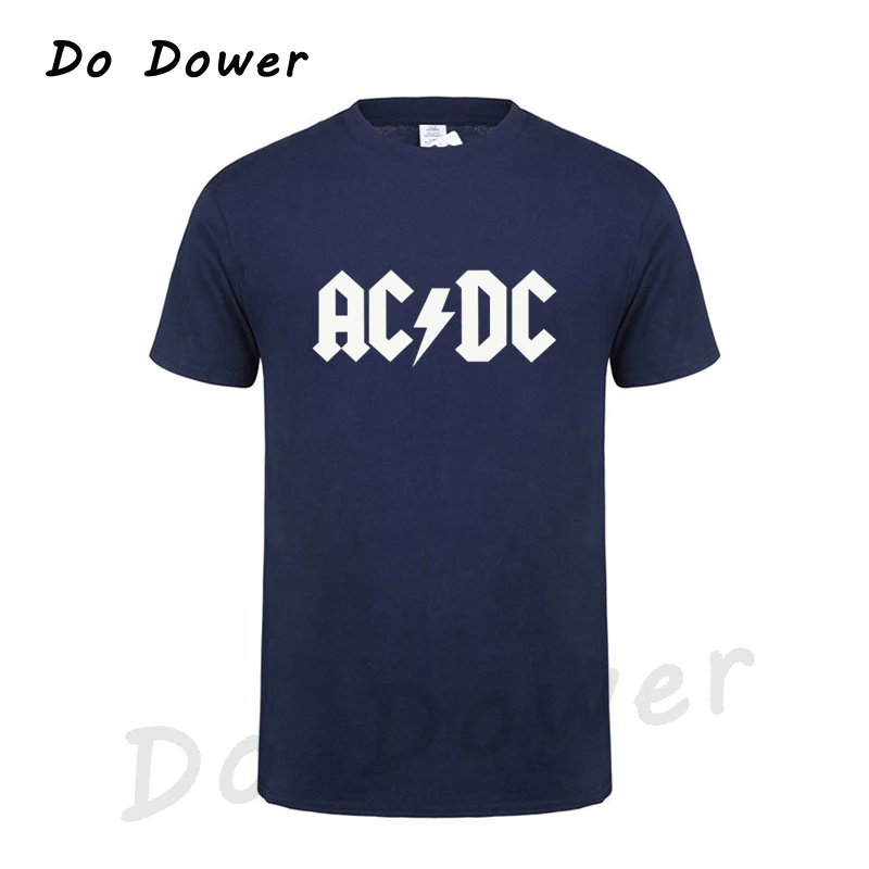 Новинка, Camisetas AC/DC Band Rock, Мужская футболка с графическим принтом Acdc, Повседневная футболка с круглым вырезом, хип-хоп, короткий рукав, хлопковый топ - Цвет: Navy Blue  2