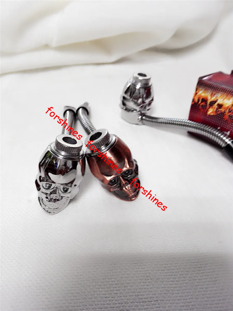 2pcs/lot,NEW skull metal smoking pipe,tobacco pipe best Christmas gift