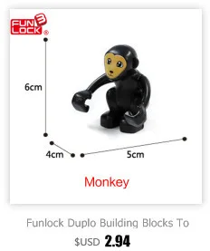 Funlock Duplo, игрушки, фигурки животных на ферме, кролик, кошка, собака, корова, пони, свинья, овца, петух, развивающие игрушки для детей, подарки