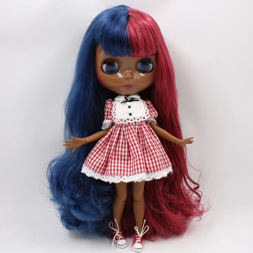 Emily – Premium Custom Neo Blythe Doll with Multi-Color Hair, Black Skin & Shiny Cute Face 1