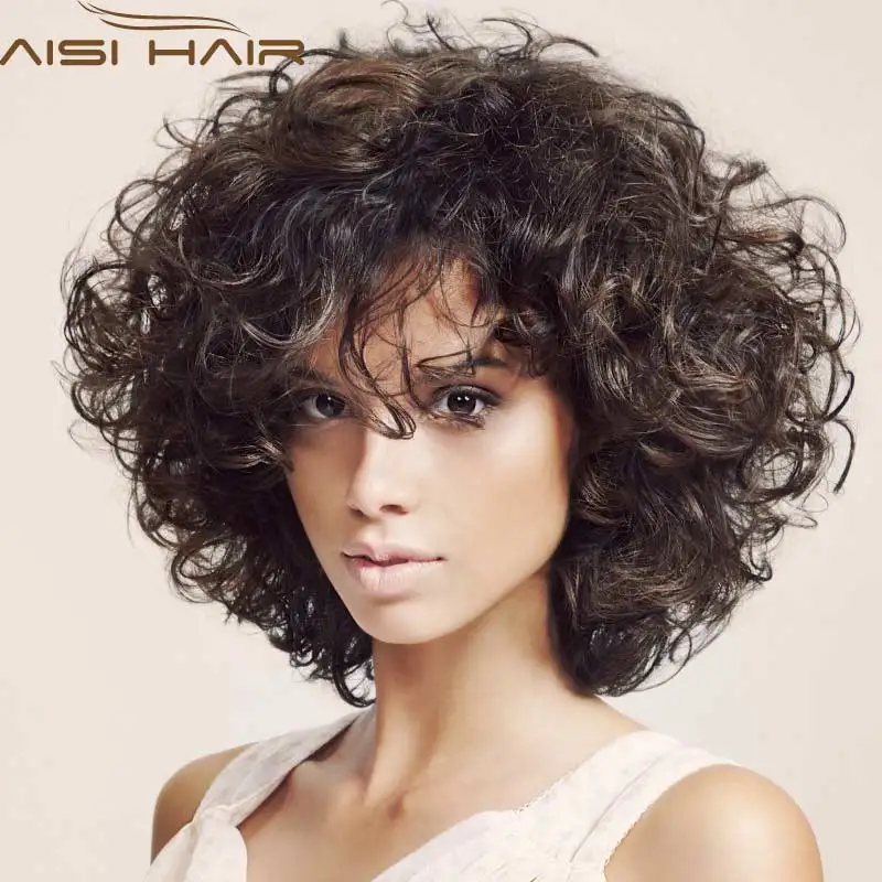 

Female Wig  Short Curly Synthetic Wigs for Women Cheap Synthetic Curly Short Wigs New Arrival