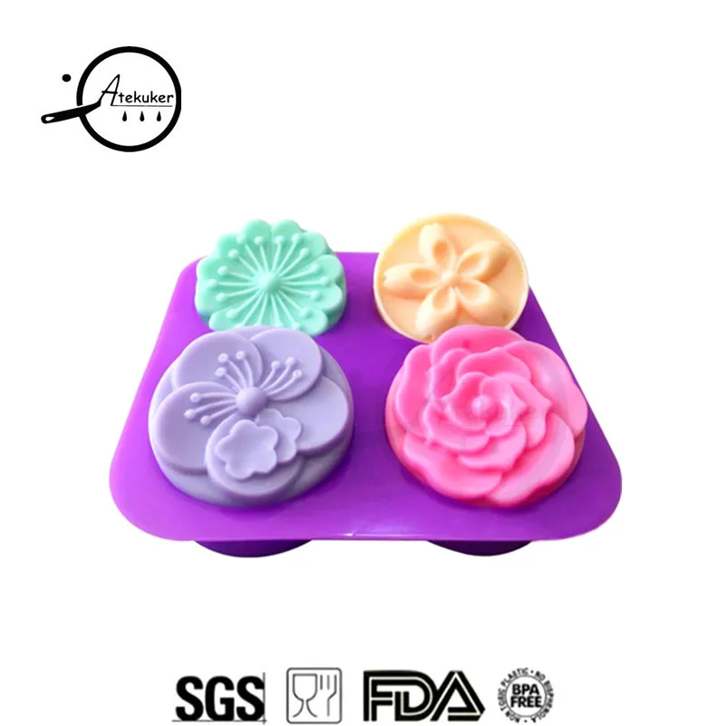 

Atekuker Flower Shape Silicone Molds For Handmade Soaps Silicone Forms For Soap Making Jelly Mold Soap Form Cake Tools