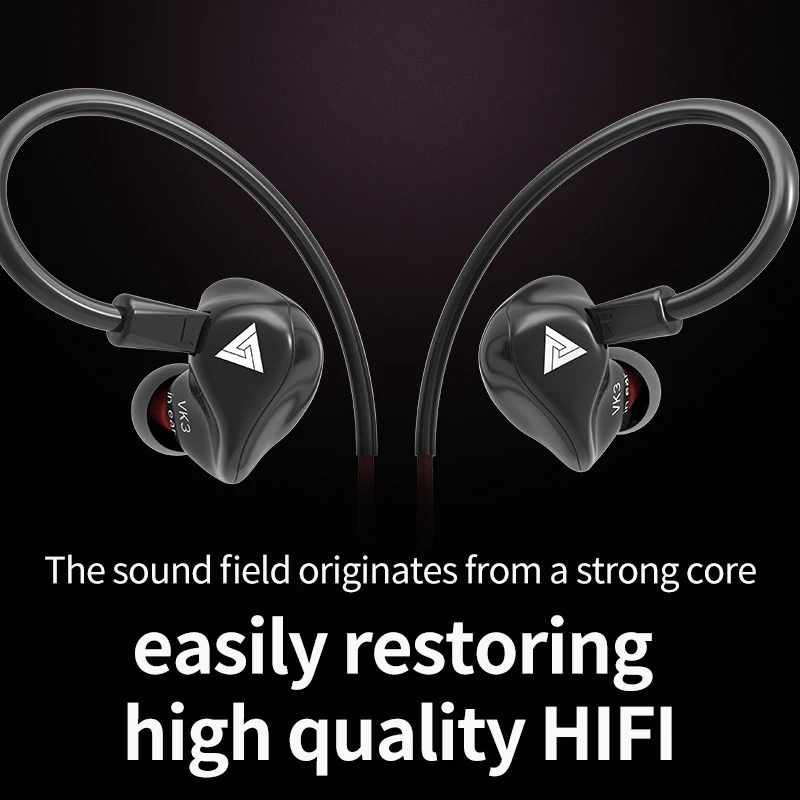 Оригинальные наушники вкладыши QKZ VK3 HIFI DJ Monito Спортивная гарнитура для бега