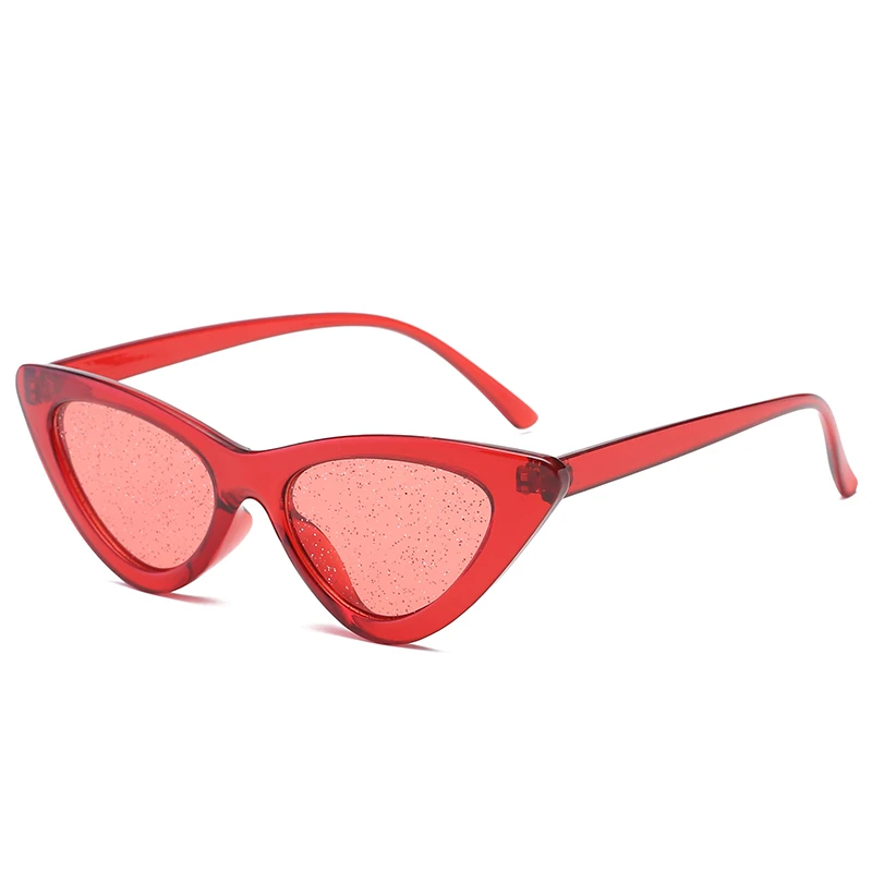 Брендовые женские солнцезащитные очки "кошачий глаз", новая мода, треугольная оправа небольшого размера, красные, черные, розовые, яркие цвета, солнцезащитные очки UV400 - Цвет линз: Red Red