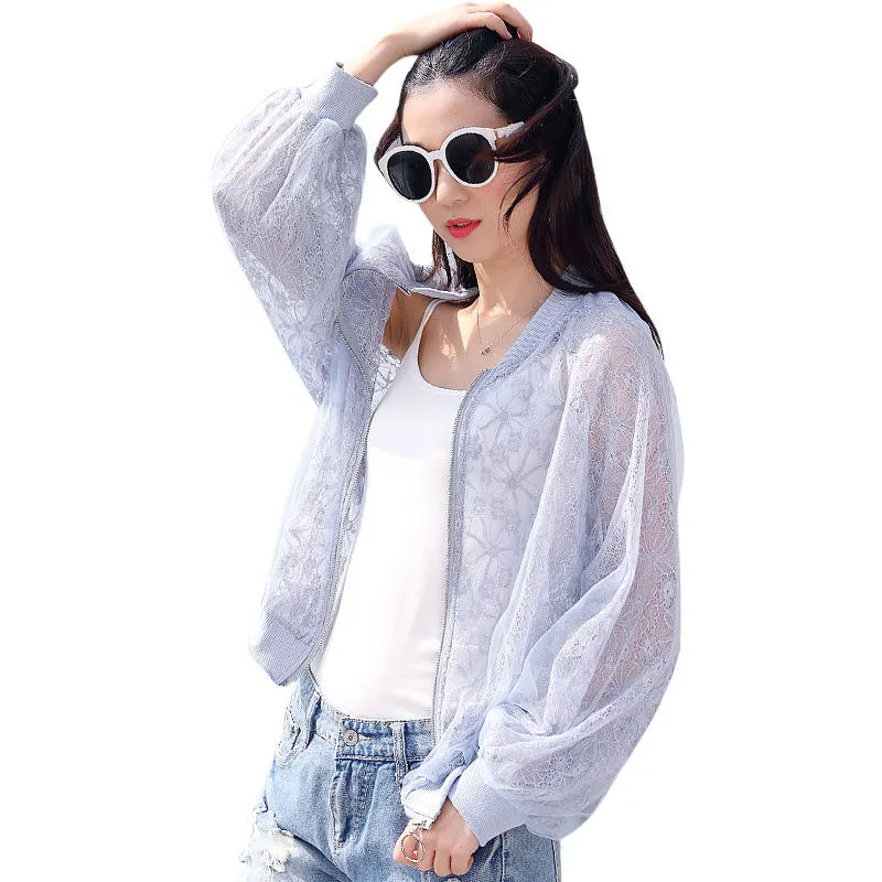 الربيع الصيف سترة المرأة واقية من الشمس سترة الدانتيل خليط شفافة سترة زائد حجم سستة عارضة ضئيلة معاطف السترة Q1217 الربيع الصيف سترة المرأة واقية من الشمس سترة الدانتيل خليط شفافة سترة زائد حجم سستة عارضة ضئيلة معاطف السترة Q1217
