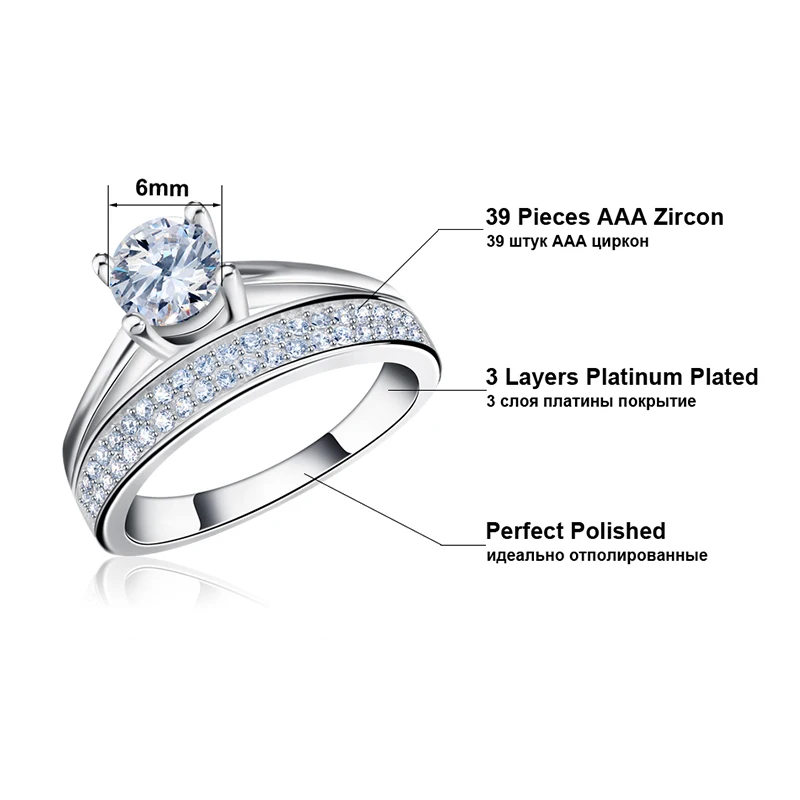 ORSA JEWELS Round Ring Engagement Rings 4 Prongs Setting Cubic Zircon Jewelry For Women Love Bague Anillos Mujer OR107
